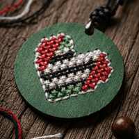 Wooden Cross-Stitch Necklace - Izz Cafe