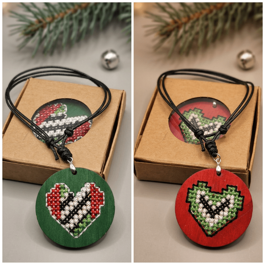 Wooden Cross-Stitch Necklace - Izz Cafe